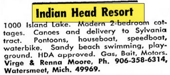 Indianhead Resort (Island View at the Arrows) - June 1969 Ad
